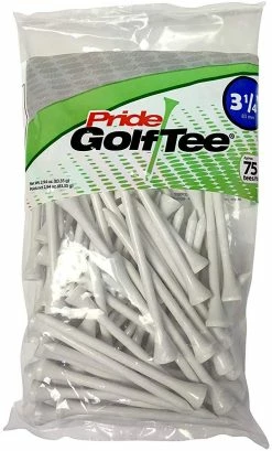 J&M Pride Sports Wood Golf Tees 3.25" -GolfMate Shop Classic Wood Tee 3.25 75 count White