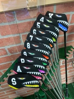 HNM Shark Bite Neoprene Iron Head Covers Set -GolfMate Shop IMG 2810 scaled