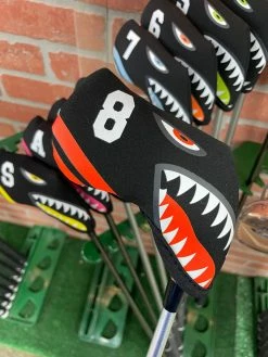 HNM Shark Bite Neoprene Iron Head Covers Set -GolfMate Shop IMG 2811 scaled