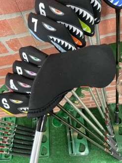 HNM Shark Bite Neoprene Iron Head Covers Set -GolfMate Shop IMG 2813 scaled