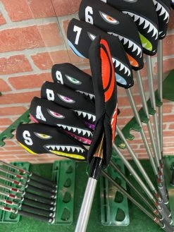 HNM Shark Bite Neoprene Iron Head Covers Set -GolfMate Shop IMG 2814 scaled