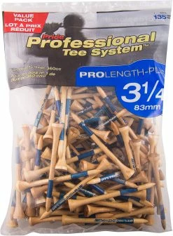 J And M Pride Professional Tee System ProLength Golf Tees -GolfMate Shop PTS ProLength Natural Wood Blue 3.25 135ct