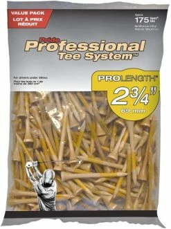 J And M Pride Professional Tee System ProLength Golf Tees -GolfMate Shop PTS ProLength Natural Yellow 2.75 175