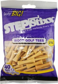 CaddiesShack STEPStixx Golf Tees - 2.75" -GolfMate Shop STEPStixx 2.75 NaturalWood