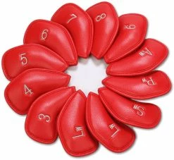 HNM Golf Volf Golf Red Synthetic Leather Iron Covers Set