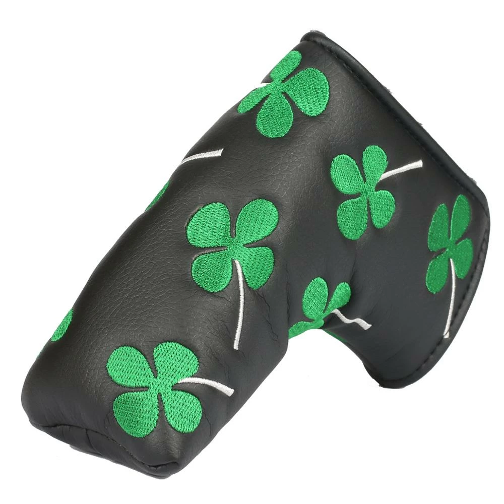 HNM Golf Volf Golf Black Synthetic Leather Shamrock Putter Cover 2 HNM Golf Volf Golf Black Synthetic Leather Shamrock Putter Cover - Image 2