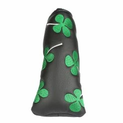 HNM Golf Volf Golf Black Synthetic Leather Shamrock Putter Cover 8 HNM Golf Volf Golf Black Synthetic Leather Shamrock Putter Cover -GolfMate Shop VolfGolfHeadcovers BlackShamrockBladePutter2