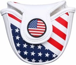 HNM Golf Volf Golf Red White Blue Synthetic Leather USA Mallet Putter Cover