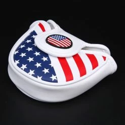 HNM Golf Volf Golf Red White Blue Synthetic Leather USA Mallet Putter Cover -GolfMate Shop VolfGolfHeadcovers USAMalletPutter3