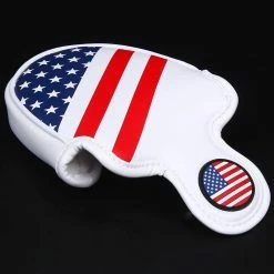 HNM Golf Volf Golf Red White Blue Synthetic Leather USA Mallet Putter Cover -GolfMate Shop VolfGolfHeadcovers USAMalletPutter4