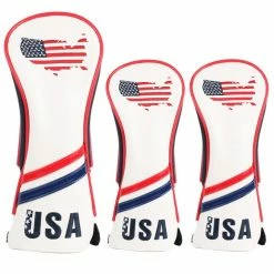 HNM Golf Volf Golf Red White Blue Leather USA Headcovers
