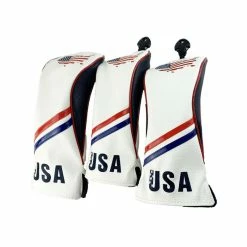 HNM Golf Volf Golf Red White Blue Leather USA Headcovers -GolfMate Shop VolfGolfHeadcovers USASET1
