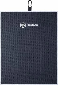Wilson Staff Microfiber Trifold Golf Towel 16" X 21" Black -GolfMate Shop WIlsonTriFoldTowelBlack 2