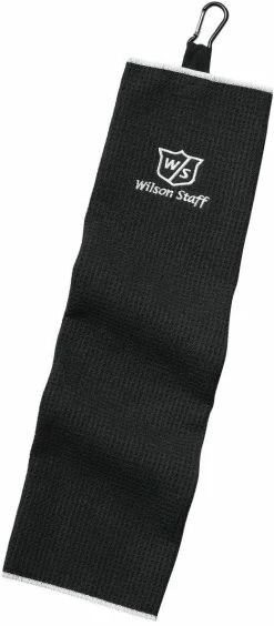 Wilson Staff Microfiber Trifold Golf Towel 16" X 21" Black -GolfMate Shop WIlson TriFold Towel Black